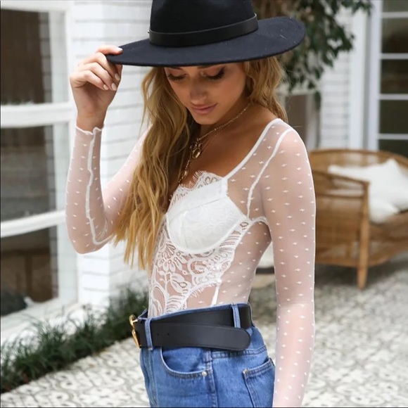 ✨stephy white body suit top lin… - Picture 2 of 3